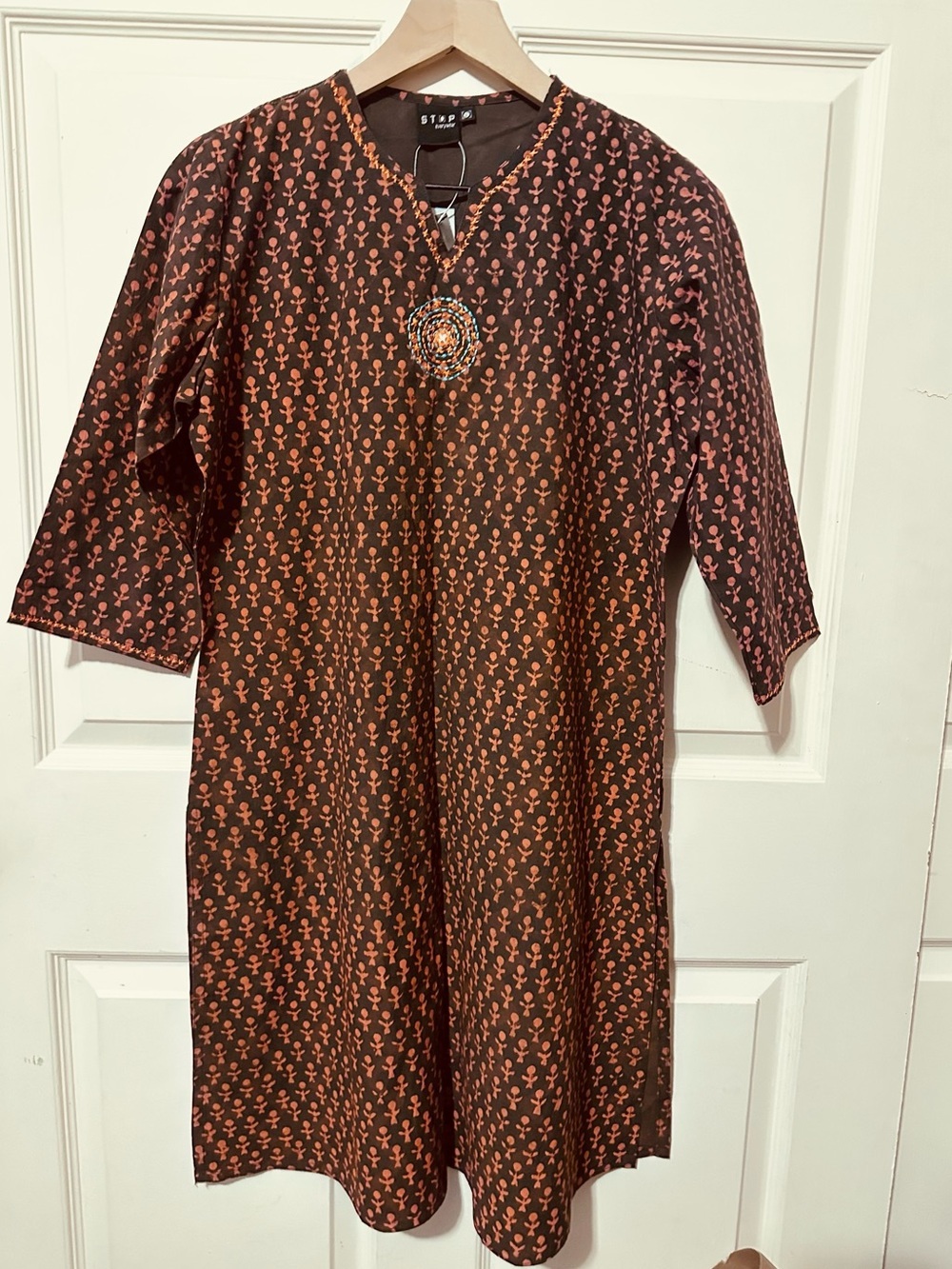 STOP everywear | Kurta |  Black & Rust Patterned Tunic Dress/Top